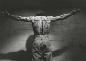 A production still of Robert De Niro as Max Cady, the bible verse-tattoo sporting convict from "Cape Fear."
