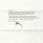 Though rejected by the firm Alfred A. Knopf early in his career, Bradbury would become one of the publishing house’s highly valued authors in the 1970s. In this letter to his editor Nancy Nicholas, Bradbury, who was working on his autobiography "Dandelion Wine," included a picture of himself at the age of three. He jocularly describes the photograph as “beautifully serious, as if the young writer had just been disturbed in the midst of some creative activity.” The Ransom Center’s Alfred A. Knopf archive houses extensive correspondence between Bradbury and editors at Knopf, as well as the original reader’s report that encouraged rejecting Bradbury’s work in 1948. Alfred A. Knopf collection.