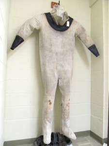 Once hanging, the suit doesn’t touch the walls or the floor, which helps preserve the material. Photo by Wyndell Faulk.