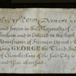 Certificate dated September 3, 1776, admitting Michael Dancer to freedom of the city of London.