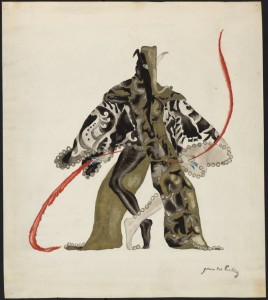 Norman Bel Geddes costume design for Chief Gypsy or Jester in "The Miracle," ca. 1924. Image courtesy of the Edith Lutyens and Norman Bel Geddes Foundation.
