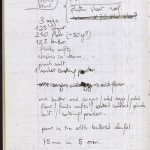A page with a recipe from one of Nicolas Freeling's journals. 1979.