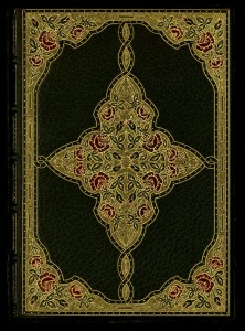 Front cover of the illuminated manuscript of “Selected Poems of Edgar Allan Poe” bound by Sangorski & Sutcliffe. Photo by Pete Smith.