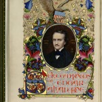 Title page of the illuminated manuscript of “Selected Poems of Edgar Allan Poe” bound by Sangorski & Sutcliffe. Photo by Pete Smith.