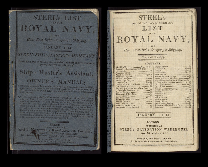 "Steel's List of the Royal Navy" (1814). This is the Navy List that becomes the subject of talk in Jane Austen's novel "Persuasion."