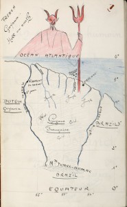 A map of French Guiana and Devil’s Island, illustrated by Belbenoit.