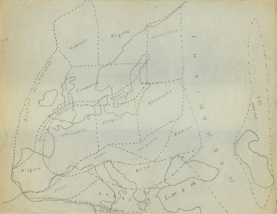 Robert E. Howard's map of the Hyborian world. © Conan Properties International LLC.