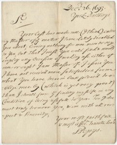 Letter from Samuel Pepys to Sir Isaac Newton, thanking him for responding to inquiries about the hazards at dice, 1693 December 26.