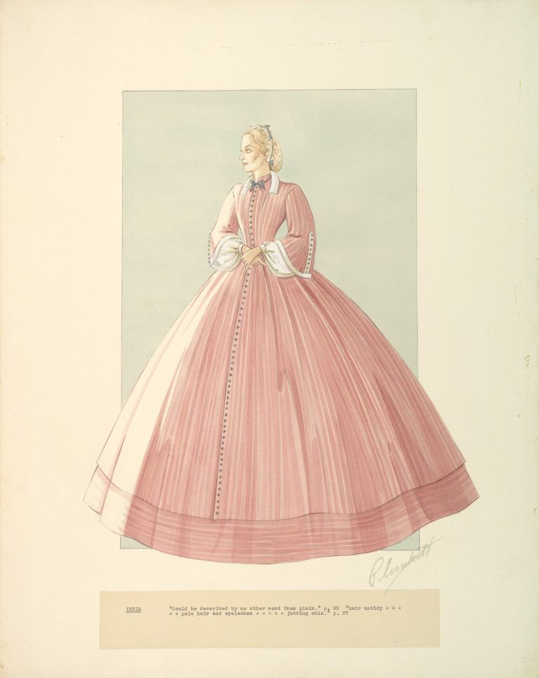 Walter Plunkett’s costume design for the character India Wilkes in “Gone With The Wind,” 1939.