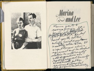 The title page of Mailer’s copy of “Marina and Lee” by Priscilla Johnson McMillan.