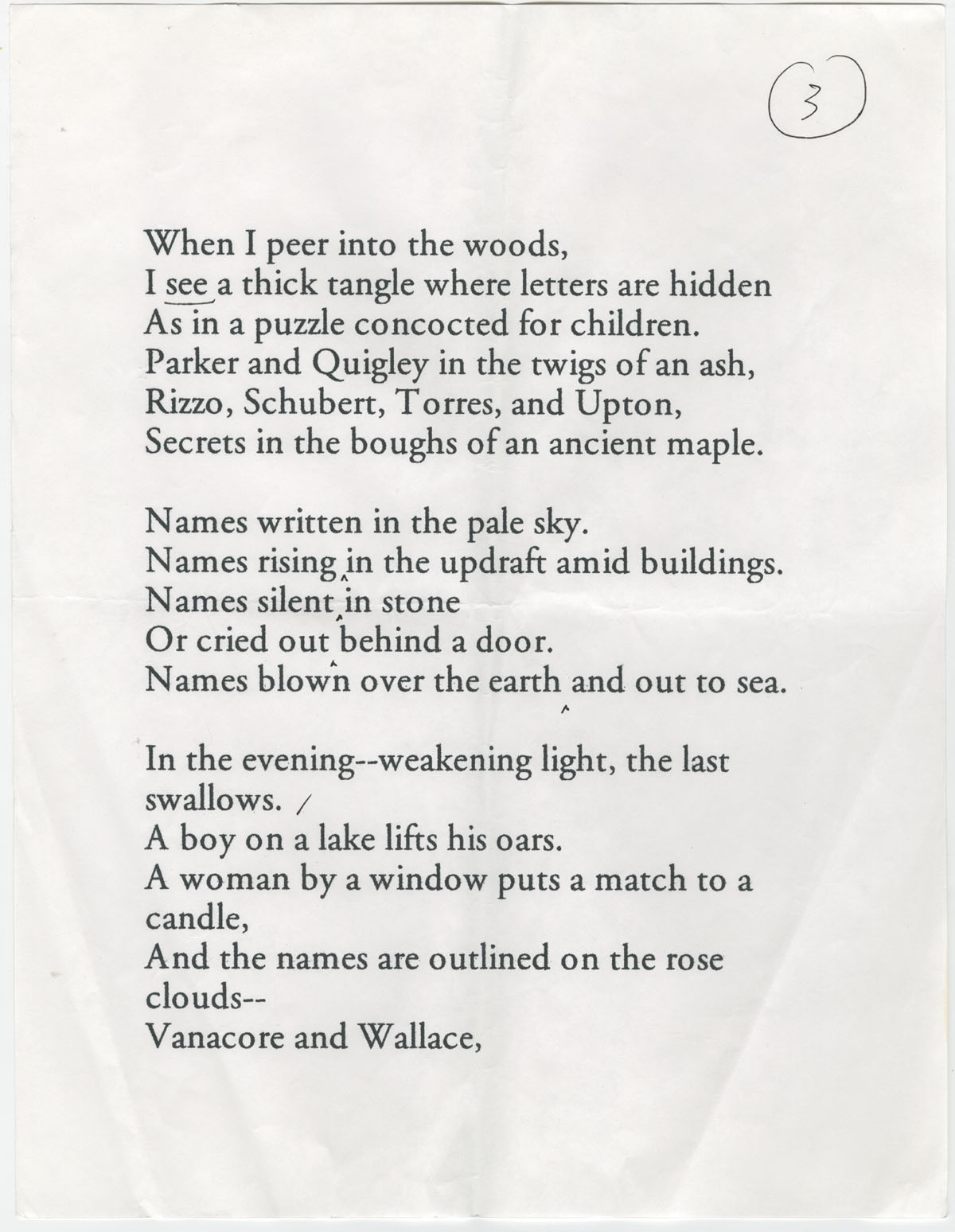 Notebooks illuminate creative process behind Billy Collins s poem “The Names”