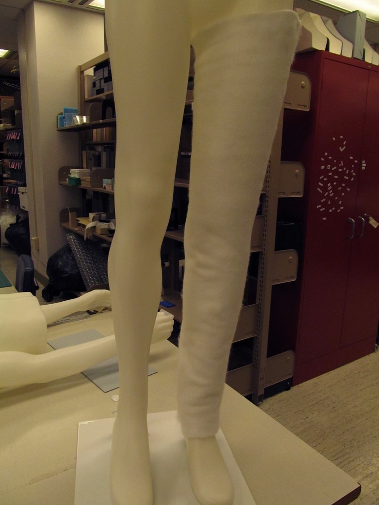 Fosshape leg on mannequin before steaming. Photo by Jill Morena.