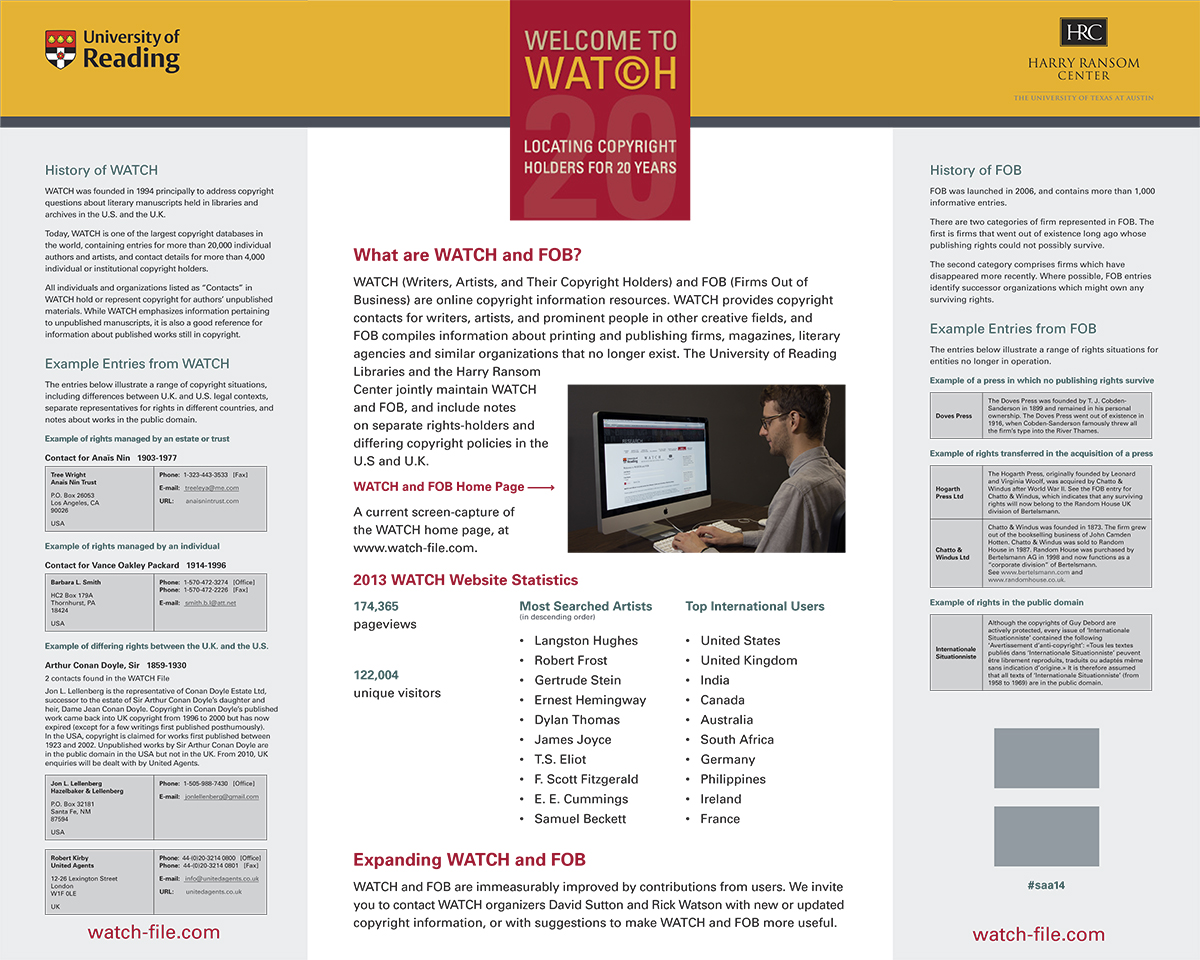 Poster created to illustrate WATCH database.