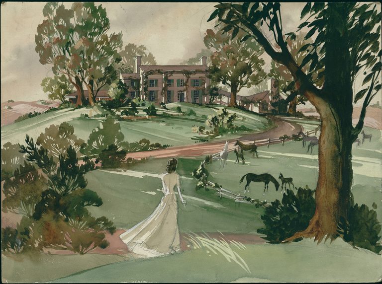 Concept painting of Scarlett O'Hara at Tara in "Gone With The Wind."