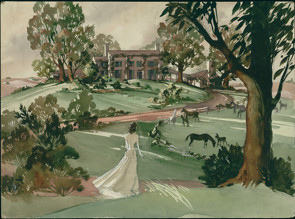 Concept painting of Scarlett O'Hara at Tara in "Gone With The Wind."