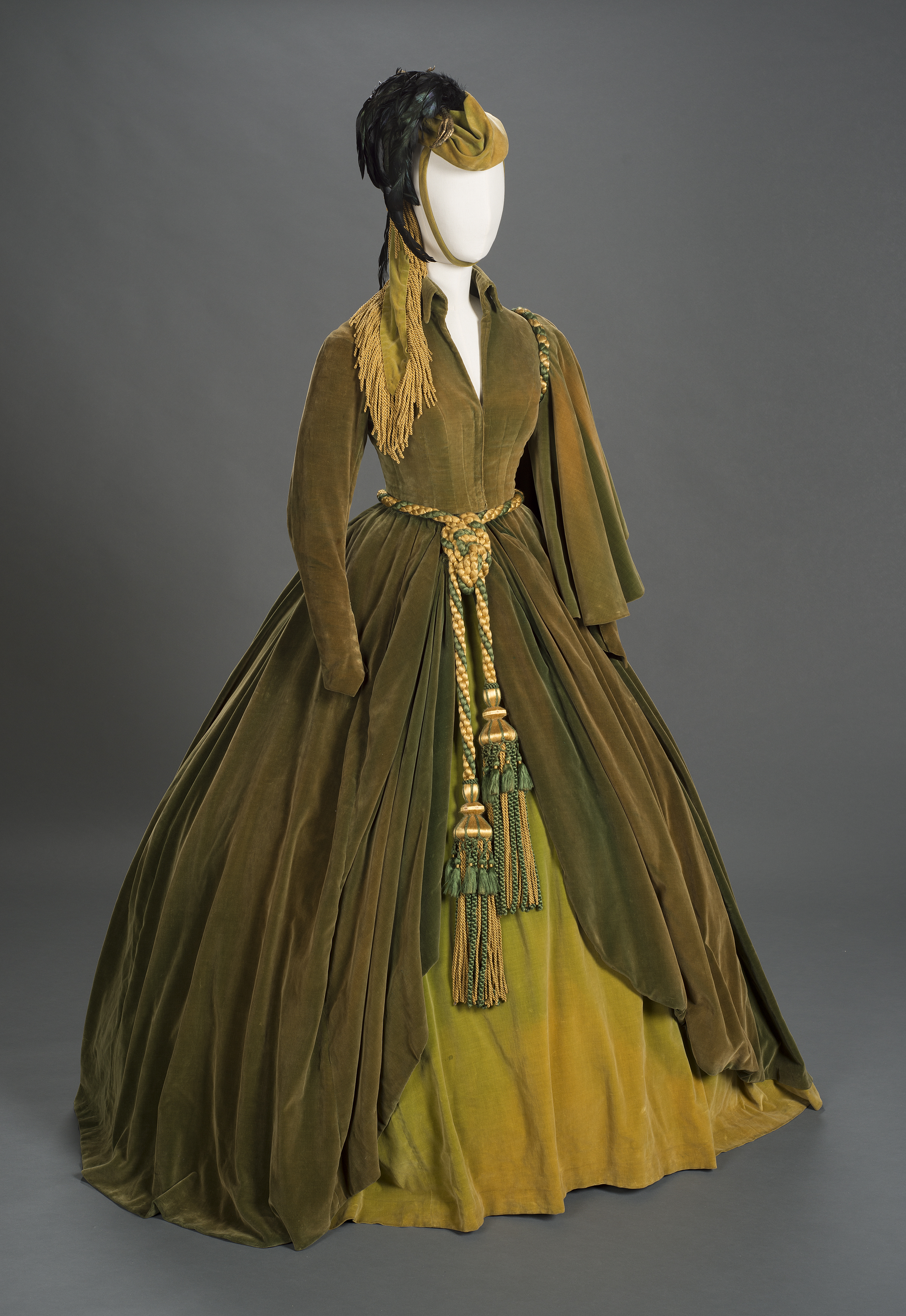 The conserved green curtain dress and hat worn by Vivien Leigh as Scarlett O'Hara in "Gone With The Wind." Photo by Pete Smith.
