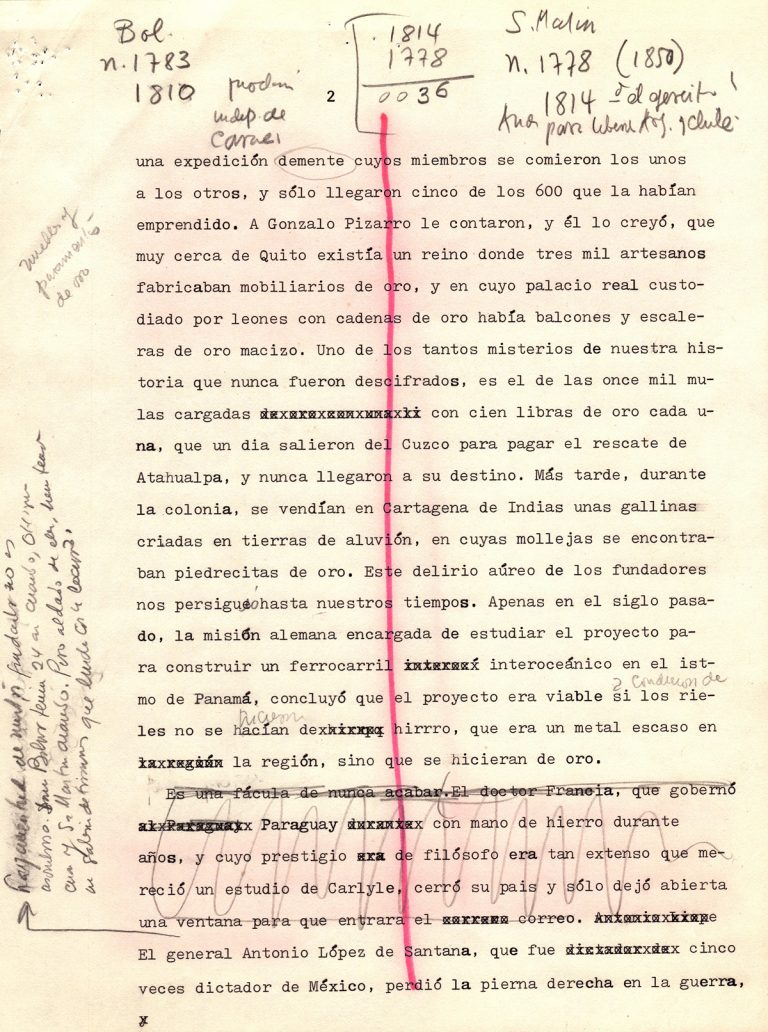 Gabriel García Márquez's first draft of his Nobel Prize acceptance speech.