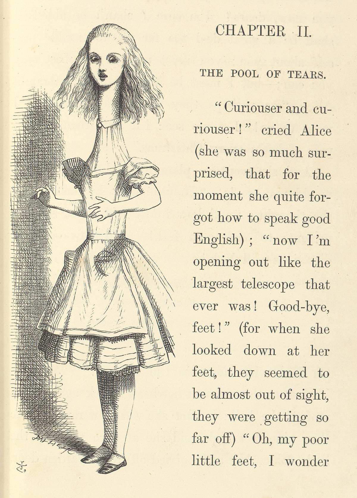 John Tenniel's illustration of Alice from the first published edition of Lewis Carroll's "Alice's Adventures in Wonderland."