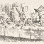 John Tenniel's illustration of the "mad tea-party" from the first published edition of Lewis Carroll's "Alice's Adventures in Wonderland."