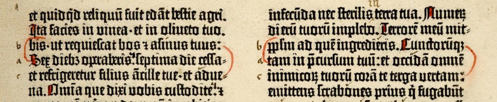 Leaf 40r manuscript correction; the Gutenberg Bible.