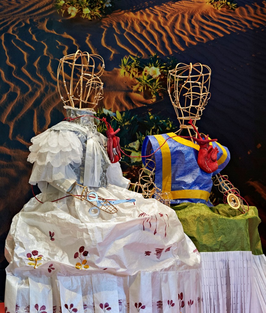 An installation of paper dresses by Humberto Spindola FRIDA KAHLO: Art, Garden, Life Photo by Robert Benson 
