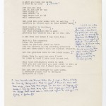 A draft of Miller Williams’s poem “In My 39th Year Looking Back and Forth” corrected by both Williams and John Ciardi.