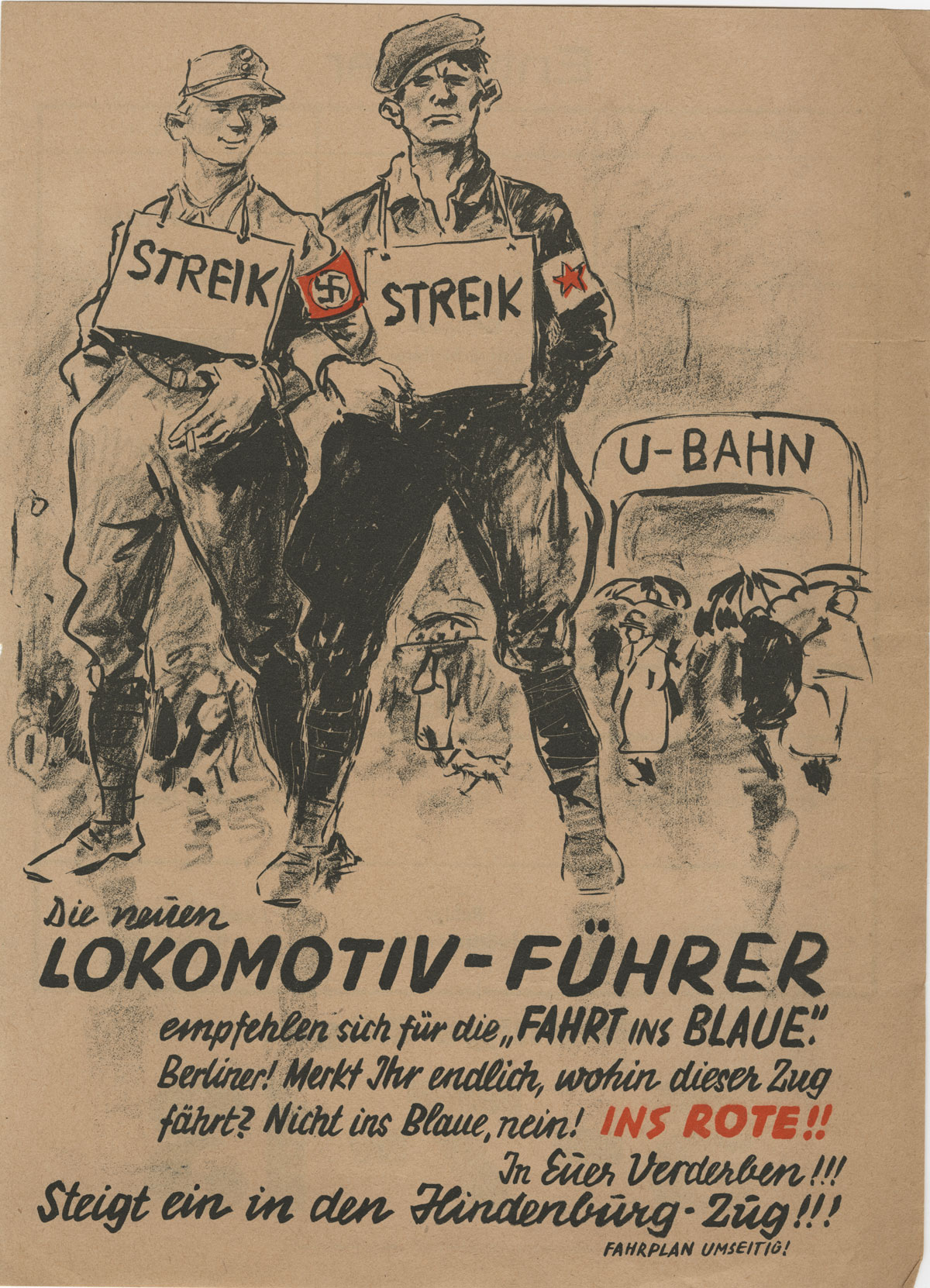 Handbill from 1932 German elections ephemera collection. It reads, "The new locomotive engineer." 28x21 cm.