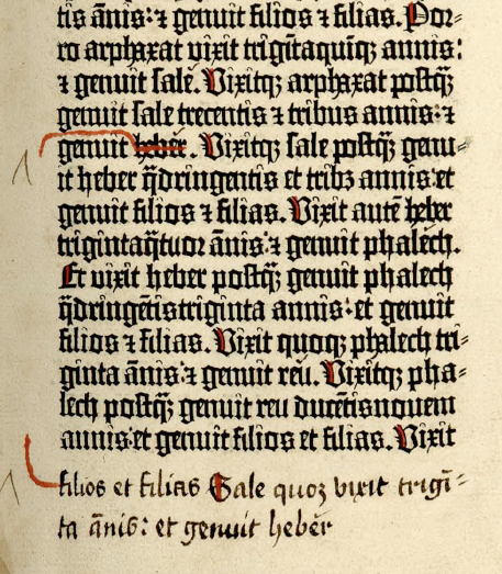 Gutenberg Bible Page Turning: Genesis, Chapter XI, Volume I:9r