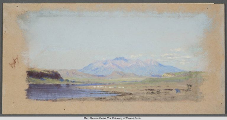 Frank Reaugh (Reaugh, Frank, 1860-1945), On the Rio Grande, undated. Pastel, 12 x 23 cm.