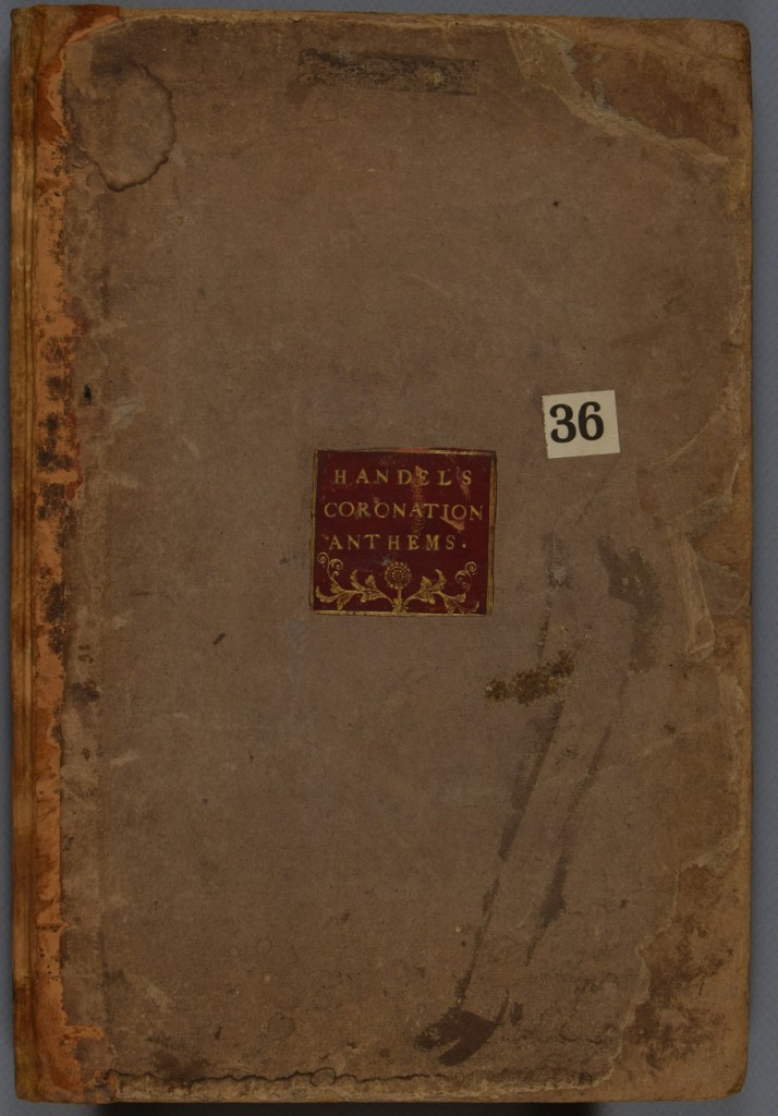 Front cover of The Coronation Anthems after treatment.