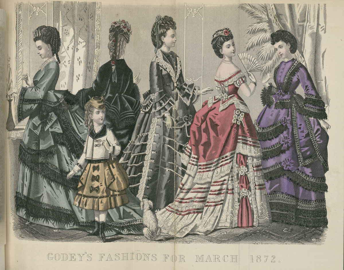 Fashion illustration from Godey’s Lady’s Book, March 1872.