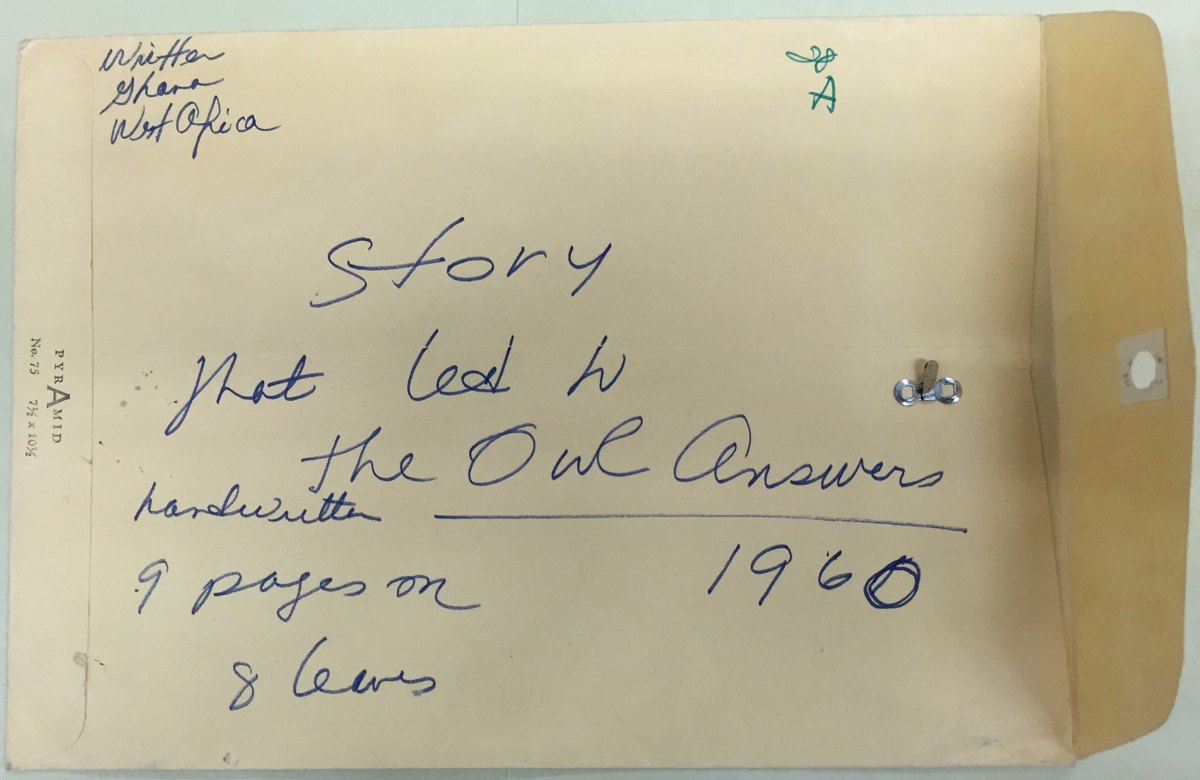 Manuscript for The Owl Answers, 1960. Adrienne Kennedy Papers. Harry Ransom Center, University of Texas at Austin. 