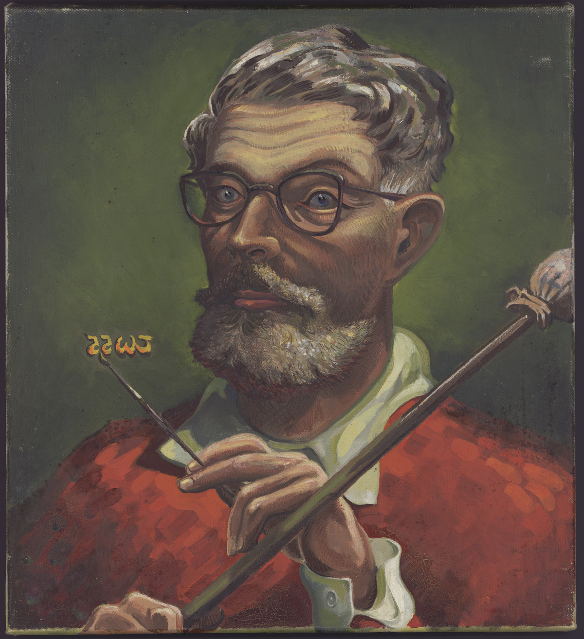Self-portrait painted by T. H. White (1955). Several of White's other paintings are housed in the Ransom Center's art collections.