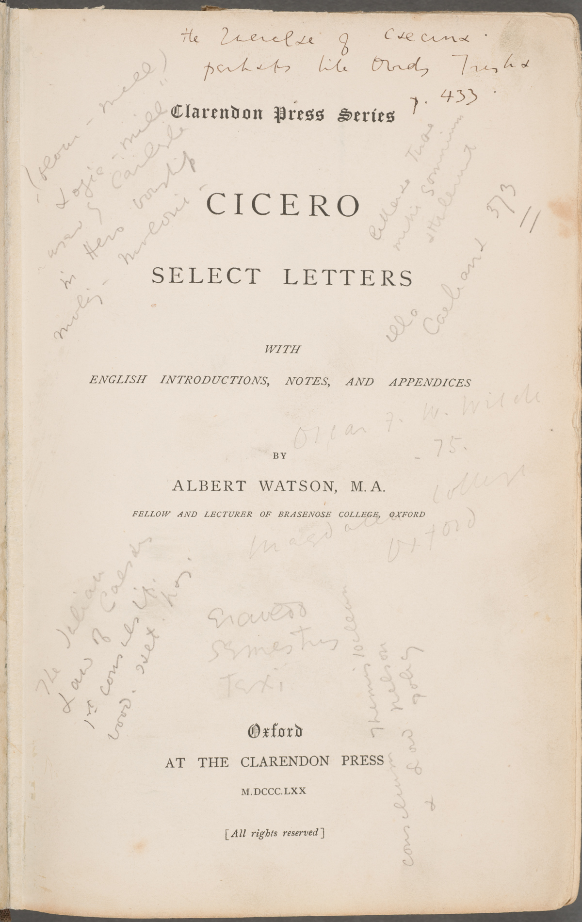 Discovery of books from the library of Oscar Wilde