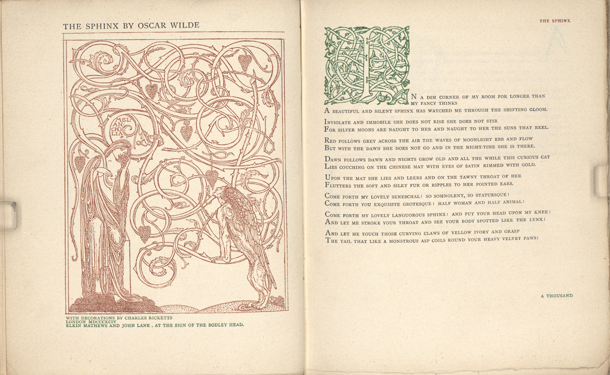 Wilde’s stunning copy of The Sphinx (1894) with original designs by Charles Ricketts.