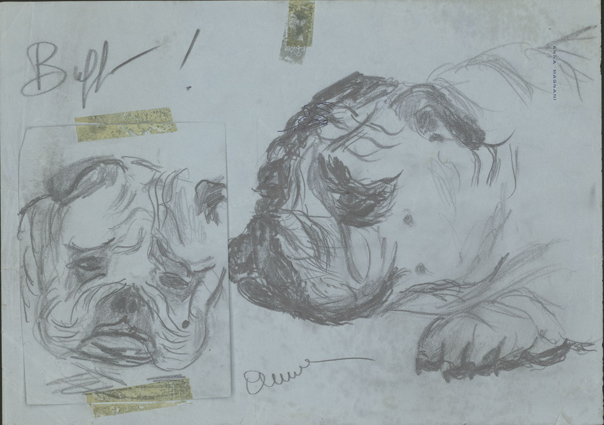 Ana Magnani (Italian, 1908-1973) Buffo!, ca. 1950s Pencil on paper 8 1/4 x 11 1/2 inches; 5 5/16 x 4 inches 