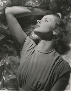 Ingrid Bergman in a 1939 publicity photo for Intermezzo. From the David O. Selznick collection at the Harry Ransom Center.