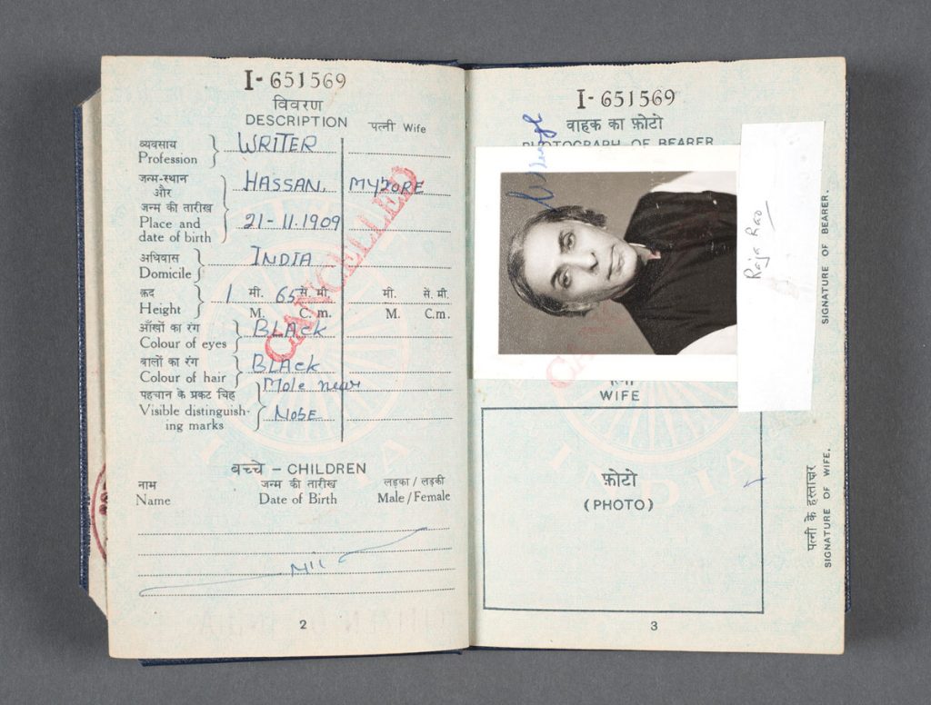 Raja Rao's 1969 passport. Photos by Pete Smith.
