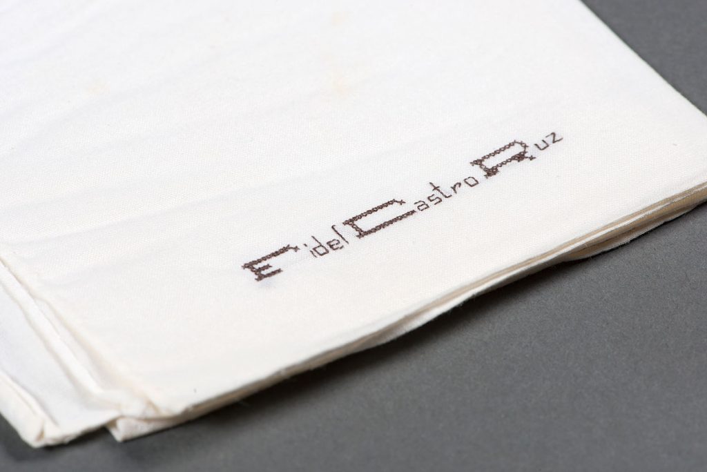 One of Fidel Castro's monogrammed handkerchiefs found in "La Historia Me Absolvera" (1973). Photos by Pete Smith.