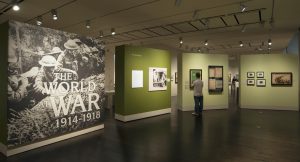 The finished product of The World at War, Rob’s first exhibition as a preparator at the Ransom Center