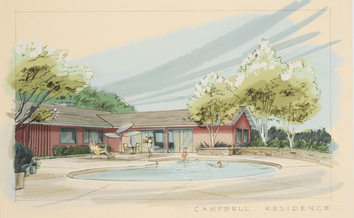 Set design sketch for the Campbell residence. Photo by Pete Smith.