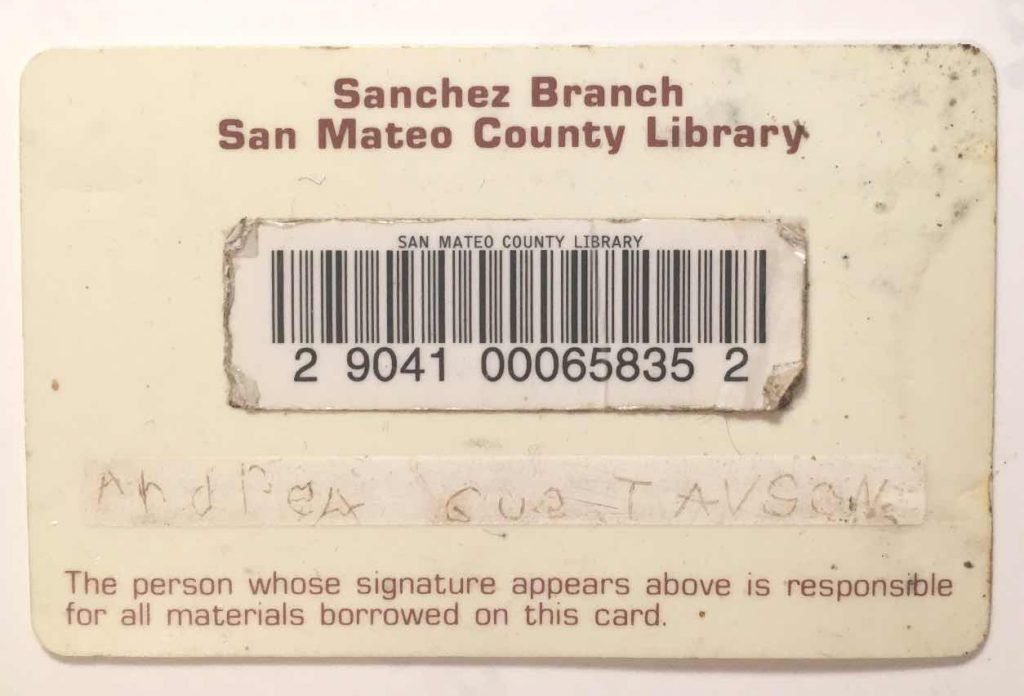Andi's first library card