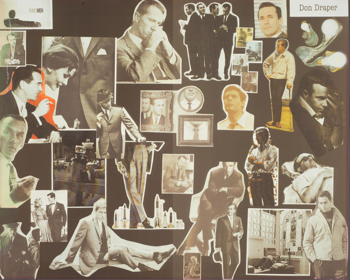 "Inspiration board" for the character of Don Draper. Photo by Pete Smith.