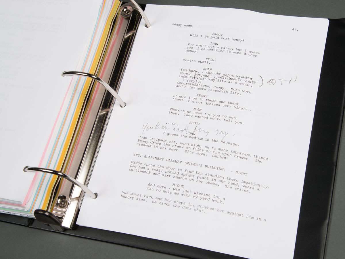Script from "Mad Men." Photo by Pete Smith.