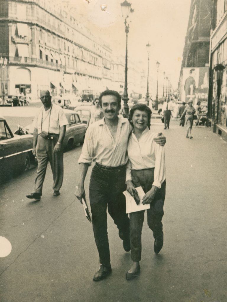 With family friend Soledad Mendoza, sister of writer Plinio Mendoza, in Paris; photographer and date unknown.