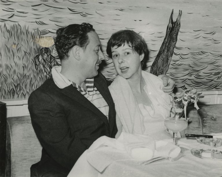 Gotham Book Mart photograph of Tennessee Williams and Carson McCullers, from the Tennessee Williams literary file.