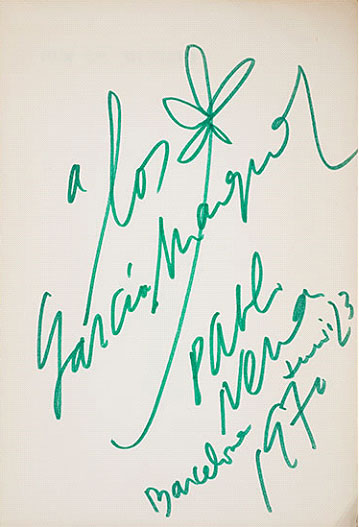 "Fin de mundo" / Pablo Neruda (1969), inscribed by the author, 1970
