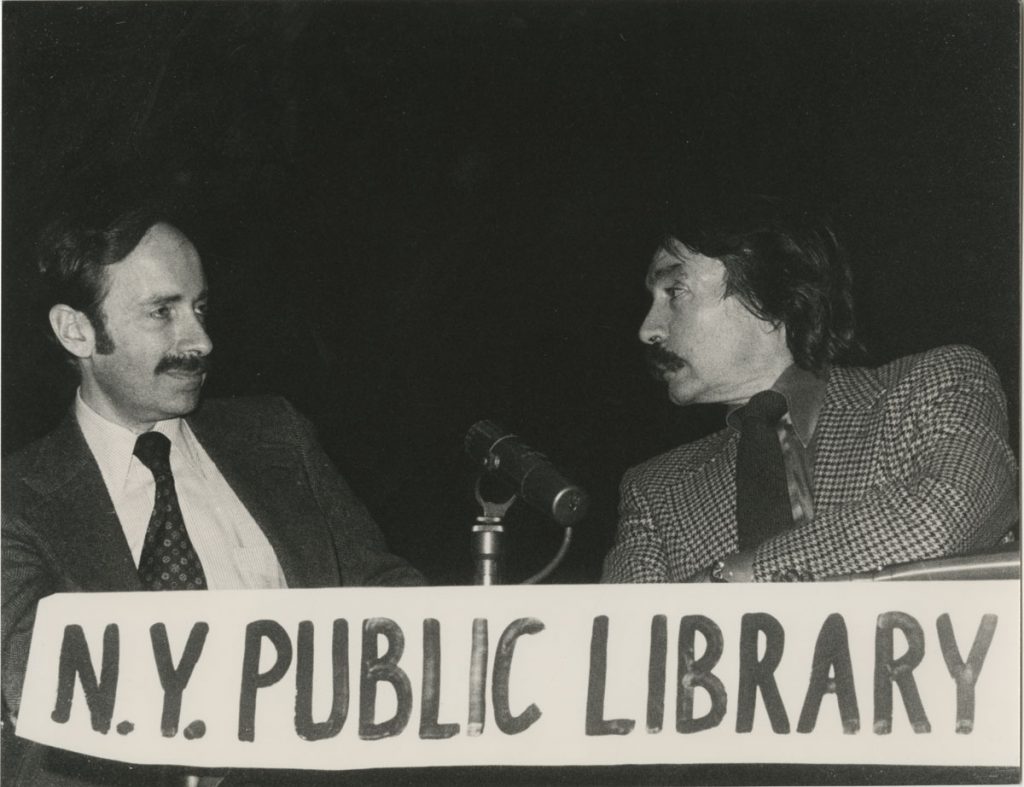 Mel Gussow and Edward Albee at New York Public Library for the Performing Arts, December 14, 1979.