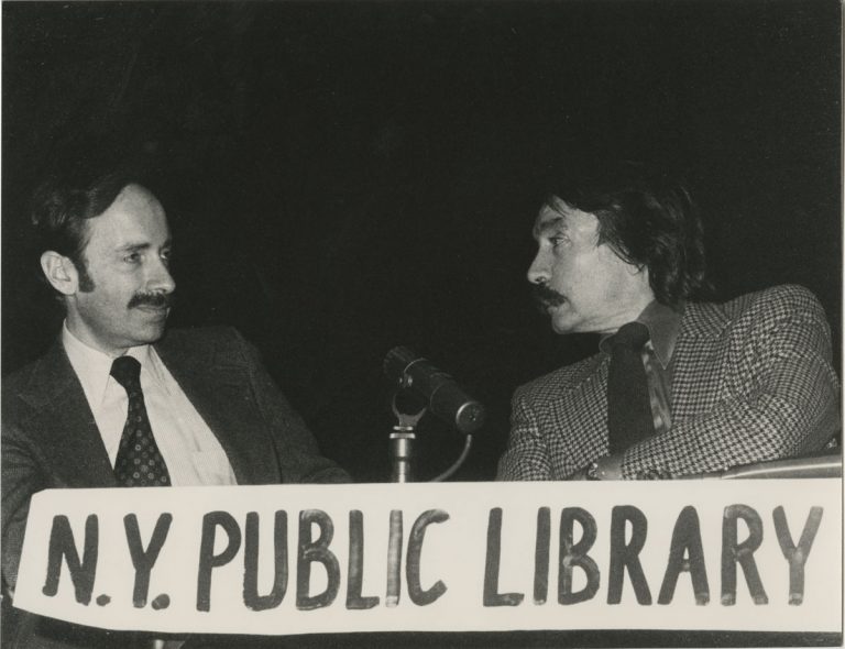 Mel Gussow and Edward Albee at New York Public Library for the Performing Arts, December 13, 1979.