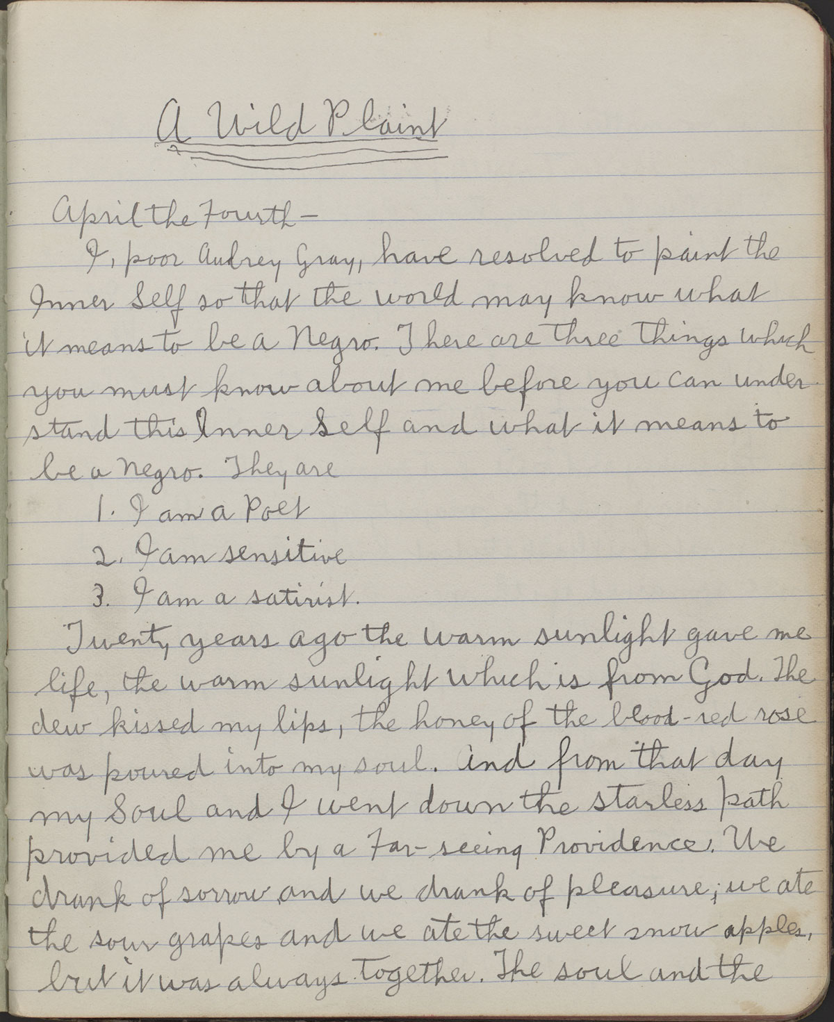 The first page of A Wild Plaint, 1909. Christopher Morley Collection.